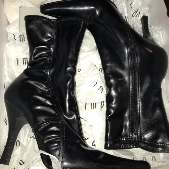 Black faux leather heel boots - Picture 5 of 8